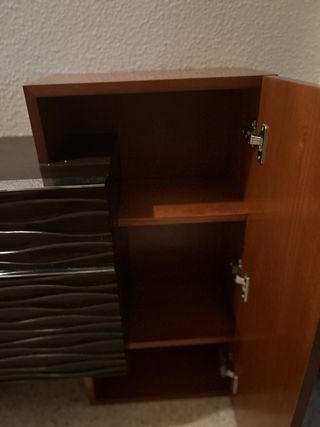 Mueble recibidor madera nogal y wengué