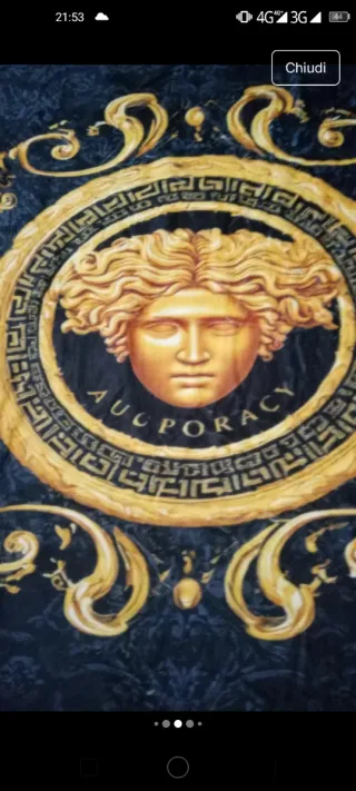 Coperta in Pile Stile Greco Nero/Oro