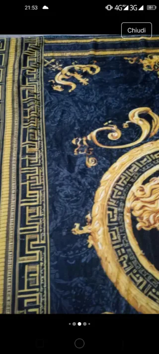 Coperta in Pile Stile Greco Nero/Oro