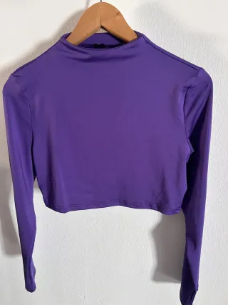Camisa Crop Top Morada Manga Larga Talla S