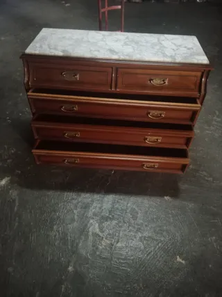 Cajonera de madera con tapa de mármol