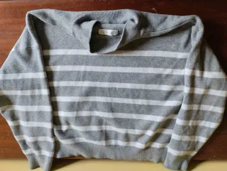 Camisola Malha Primark Riscas Cinza e Branco