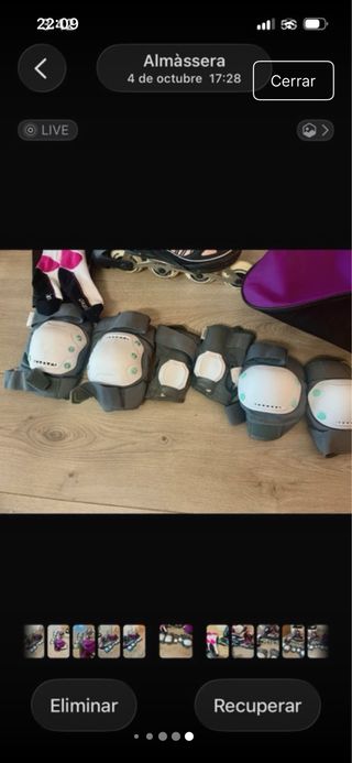 Patines en línea y protecciones con bolsa