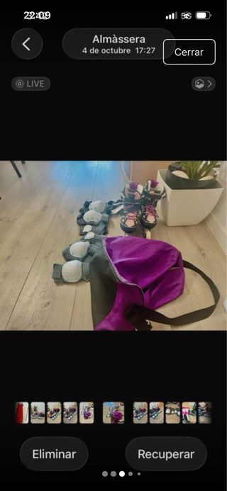 Patines en línea y protecciones con bolsa