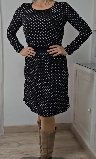 Vestido lunares azul y blanco