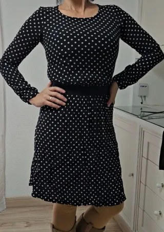 Vestido lunares azul y blanco