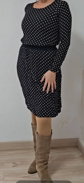 Vestido lunares azul y blanco