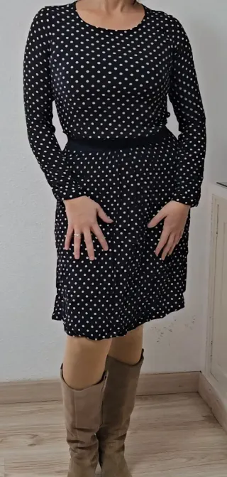 Vestido lunares azul y blanco