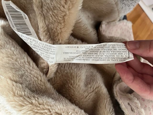 Abrigo bebé forro borreguito estampado Zara