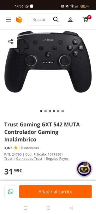 Mando Gaming Trust GXT 542 MUTA Inalámbrico