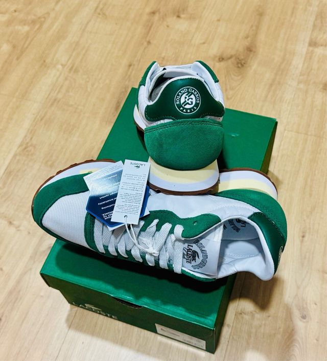 Lacoste Zapatillas Lona Blancas y Verdes Talla 37