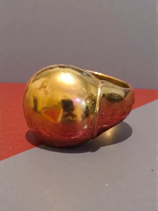 Anillo vintage acero chapado oro