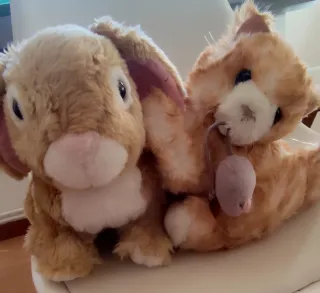 Peluche gato y peluche conejo