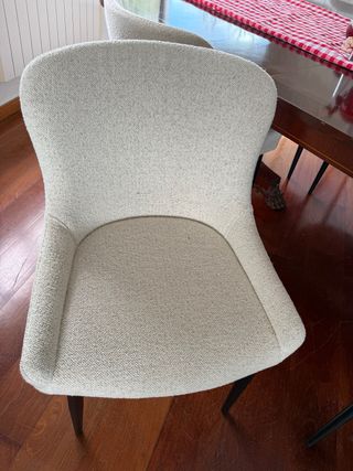 8 Sillas Comedor Tela gris con patas negras