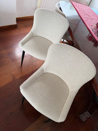 8 Sillas Comedor Tela gris con patas negras