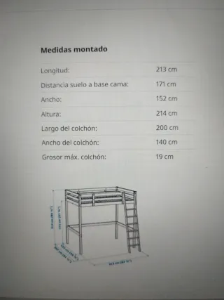 Cama alta Stora Ikea Blanca