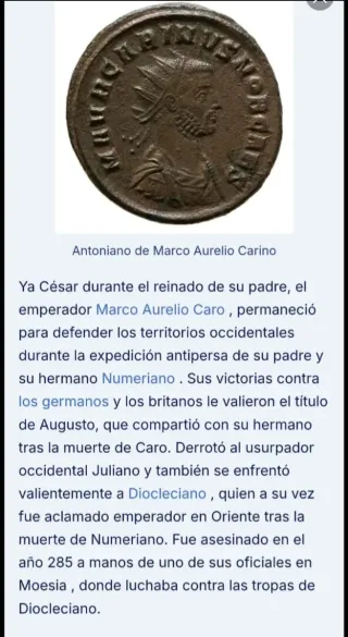 Escasa Moneda Romana Antoniano Carino