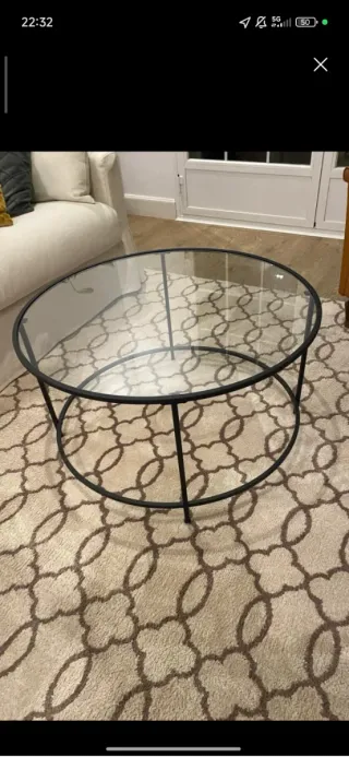 Mesa de centro cristal y metal