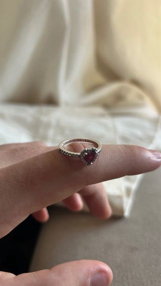 Anillo Pandora Corazón Rojo Talla 52