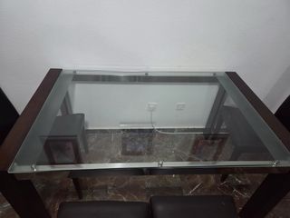 Mesa comedor cristal y madera