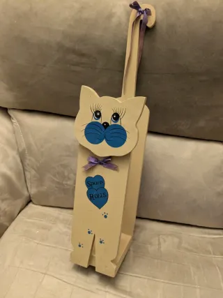 Porta rotoli carta gatto legno VINTAGE