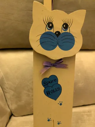 Porta rotoli carta gatto legno VINTAGE