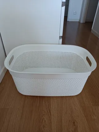 Cesto Roupa Retangular Plástico Branco