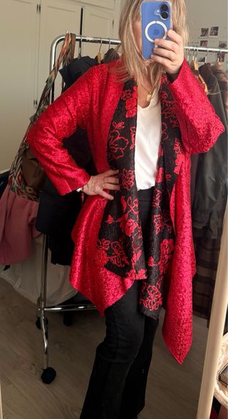 Chaqueta reversible seda floral