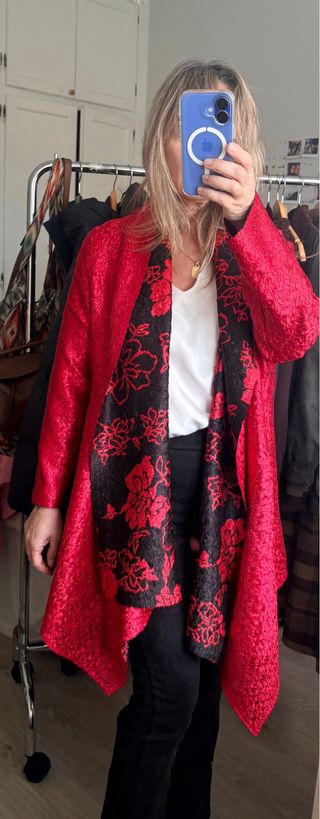 Chaqueta reversible seda floral