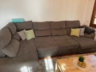 Sofá modular gris con 2 chaise longue