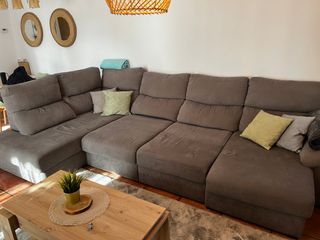 Sofá modular gris con 2 chaise longue