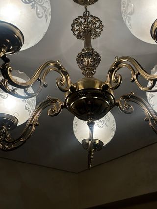 Lámpara araña vintage cristal y metal