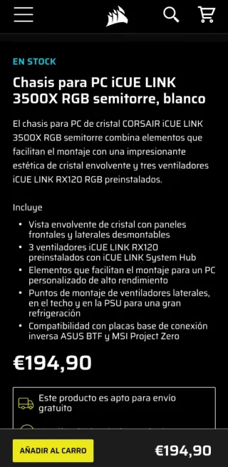 Torre PC Corsair iCUE LINK RGB Blanca