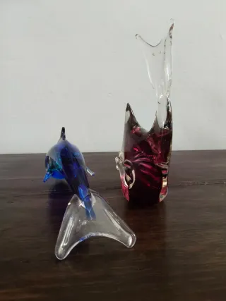 Coppia di pesci in Vetro di Murano Anni 70 vintage