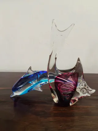 Coppia di pesci in Vetro di Murano Anni 70 vintage