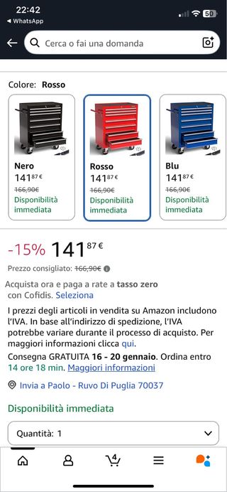 Carrello officina AREBOS rosso