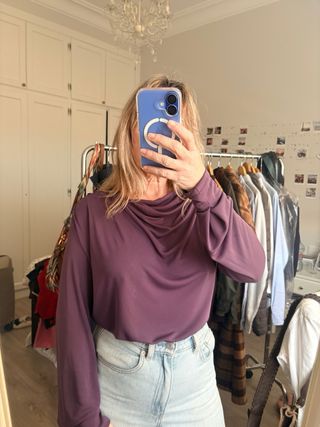 Camiseta Zara manga larga cuello drapeado