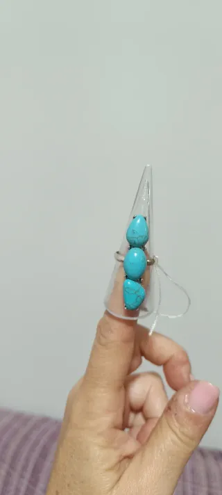 Anillo Plateado Turquesa Natural