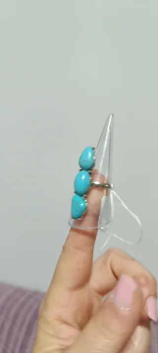 Anillo Plateado Turquesa Natural