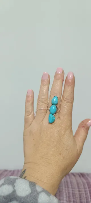 Anillo Plateado Turquesa Natural