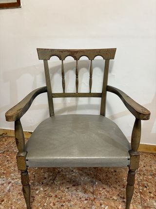 Coppia poltroncine vintage legno e similpelle