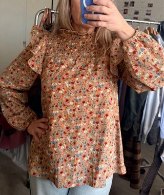 Blusa floral manga larga talla única