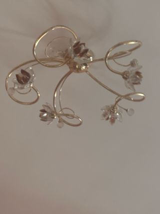 Lampadario con fiori in cristallo oro