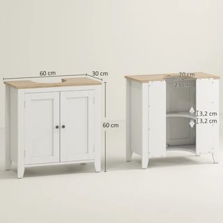Mueble bajo lavabo blanco y madera
