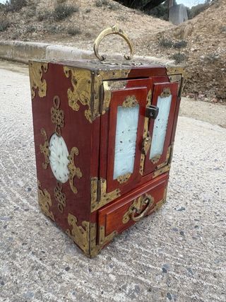Joyero Chino Antiguo Madera y Jade