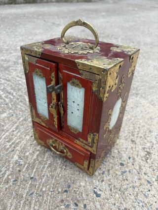 Joyero Chino Antiguo Madera y Jade