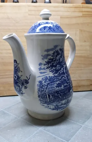 Juego de café Churchill azul y blanco