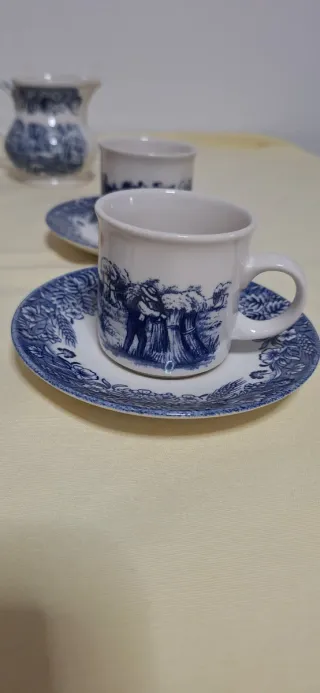 Juego de café Churchill azul y blanco