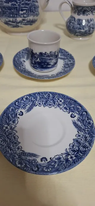 Juego de café Churchill azul y blanco