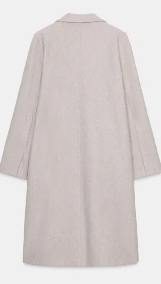 Abrigo ZARA, en tono beige claro/gris piedra